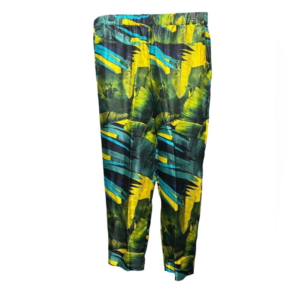 J. Crew 100% silk Jungle Tropical tapered pull on pant size 12 - Picture 2 of 10
